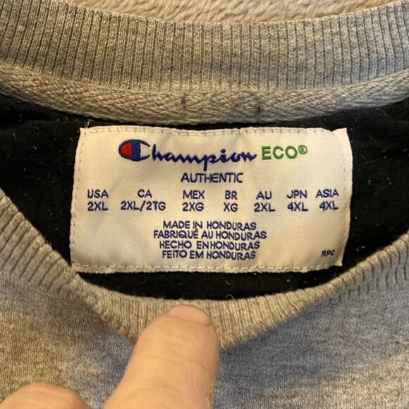 Champion Mens Sweatshirt 2XL ECO Authentic Gray Crewneck Cotton Blend Unisex Cas - Picture 3 of 8